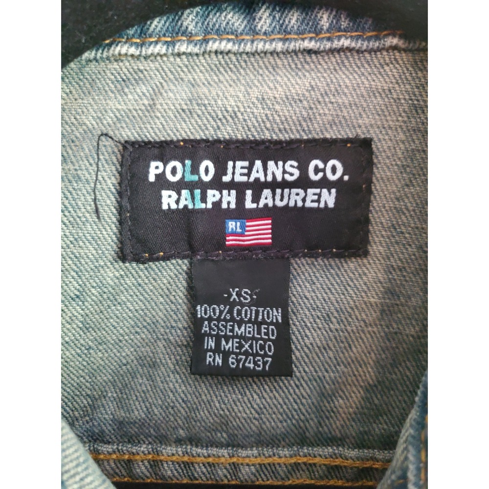 Polo Jeans Co. Ralph Lauren Denim Jean Jacket Womens XS Vintage Distressed - Picture 3 of 5